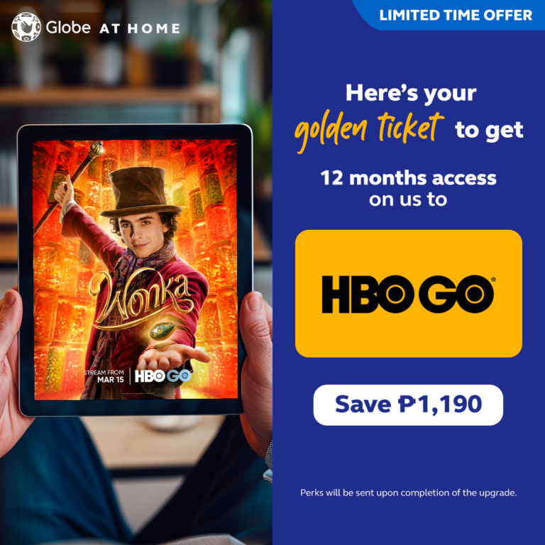 Unlock exclusive HBO GO’s Wonka goodies and more with Globe At Home’s upgrade offer