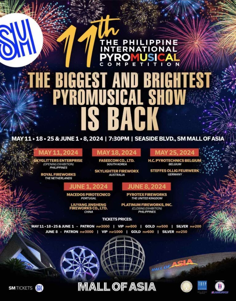 A Decade’s Worth of Excitement:The 11th Philippine International Pyromusical CompetitionReignites at SM Mall of Asia!