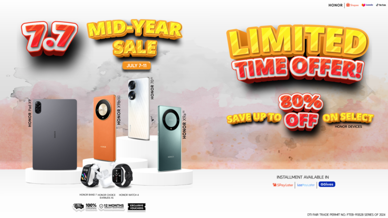 Catch the 7.7 Mid-Year Sale Fever and Get up to 80% OFF on Select HONOR Devices for a Limited Time Only! Catch the 7.7 Mid-Year Sale Fever and Get up to 80% OFF on Select HONOR Devices for a Limited Time Only!