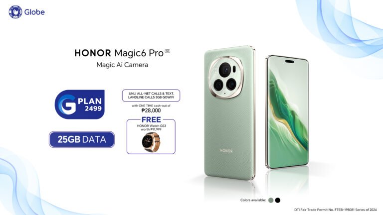 HONOR Magic6 Pro is now available via Globe Postpaid Plans for as low as Php 2,499 monthly! HONOR Magic6 Pro is now available via Globe Postpaid Plans for as low as Php 2,499 monthly!